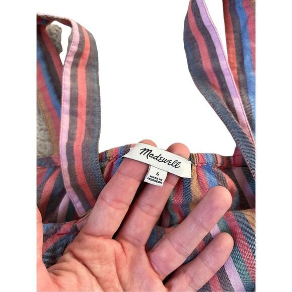Madewell Tie-Front Cami Top Rainbow Stripe size 6 - Picture 6 of 10